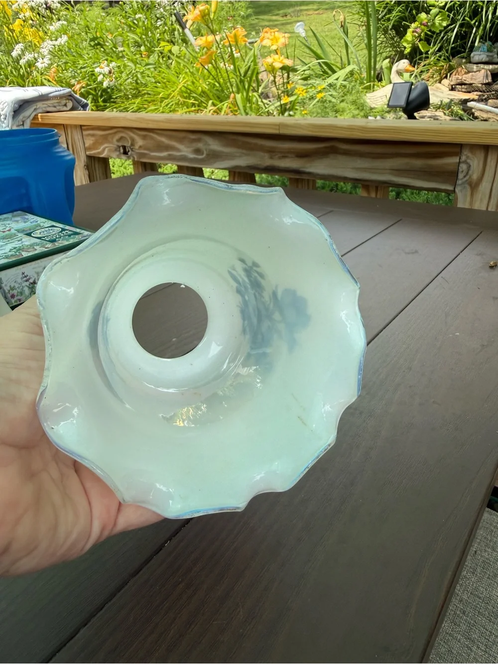 Blue & white Floral Glass Lamp Shades - Set of 4 vintage 1950 delft?